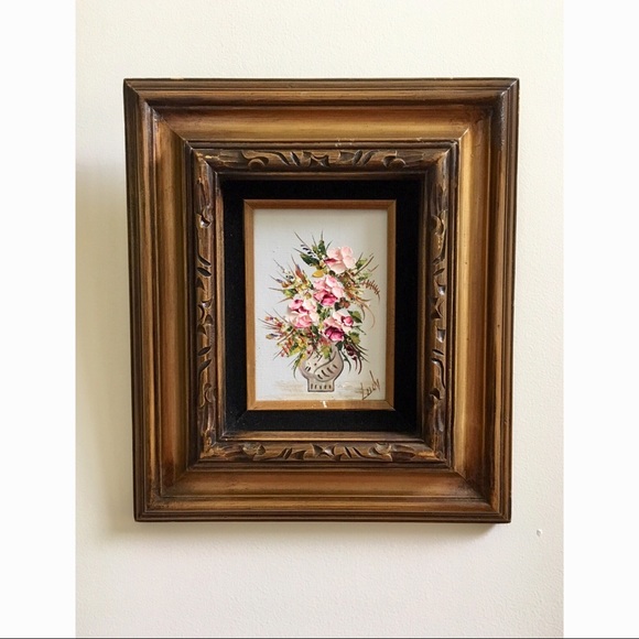 SOLD :: Vintage Framed Flower Painting - Picture 2 of 6